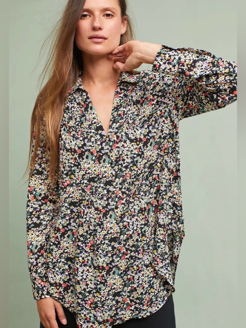 Anthropologie Maeve Matilda button down Floral Print Women's Top Blouse Size M